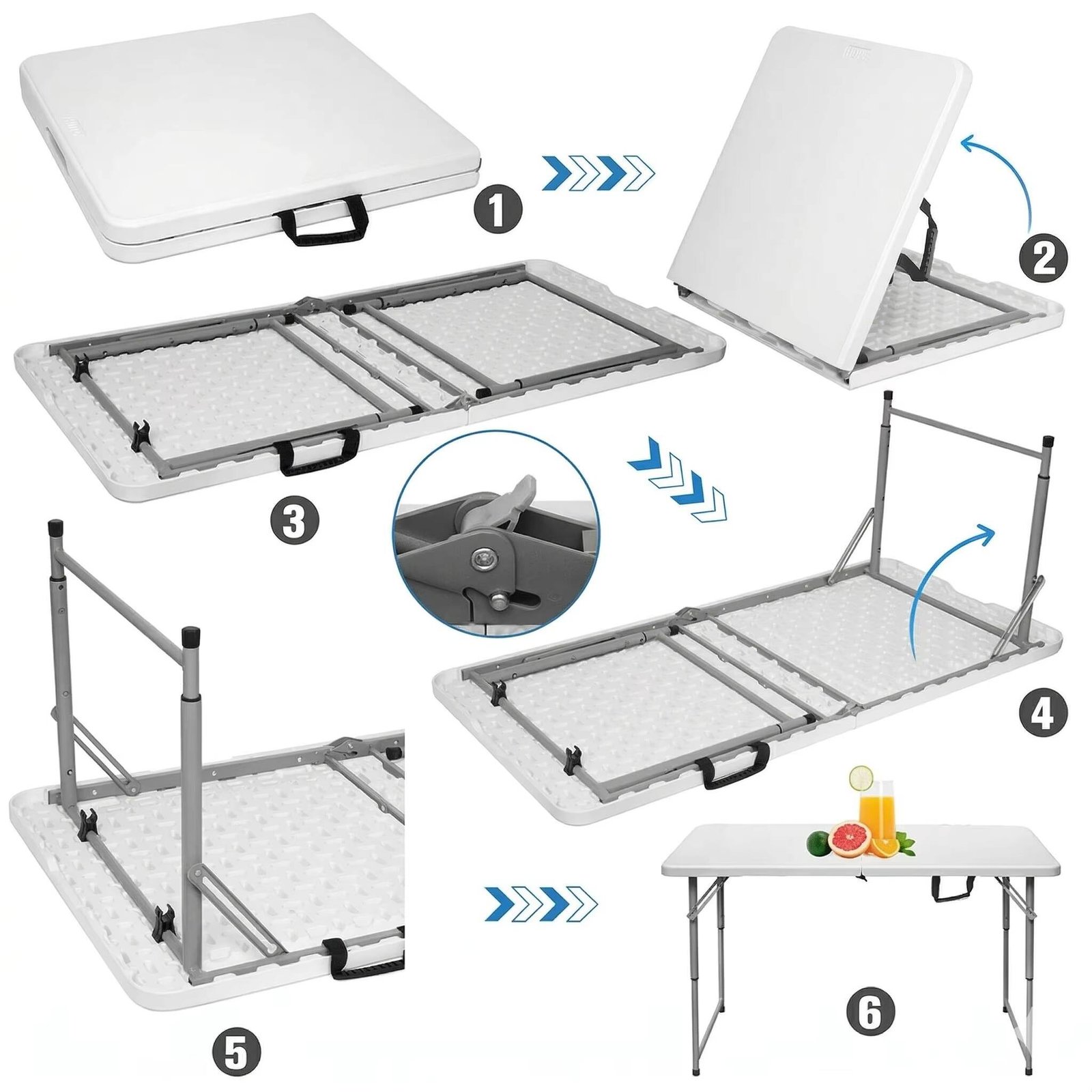 6 ft Regular Fold-in-Half HDPE Folding Table 3 6 ft Regular Fold-in-Half HDPE Folding Table - Image 3