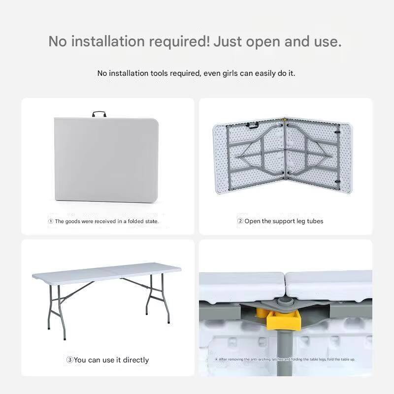 6 ft Regular Fold-in-Half HDPE Folding Table 6 6 ft Regular Fold-in-Half HDPE Folding Table - Image 6