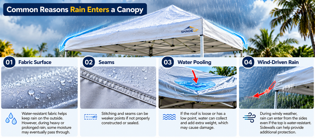 How to Choose a Rain-Resistant Canopy Tent for Outdoor Use in Jamaica 2 How Rain Enters a Canopy